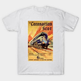 Coronation Scot Railway Sunset Steam Train Vintage Travel T-Shirt